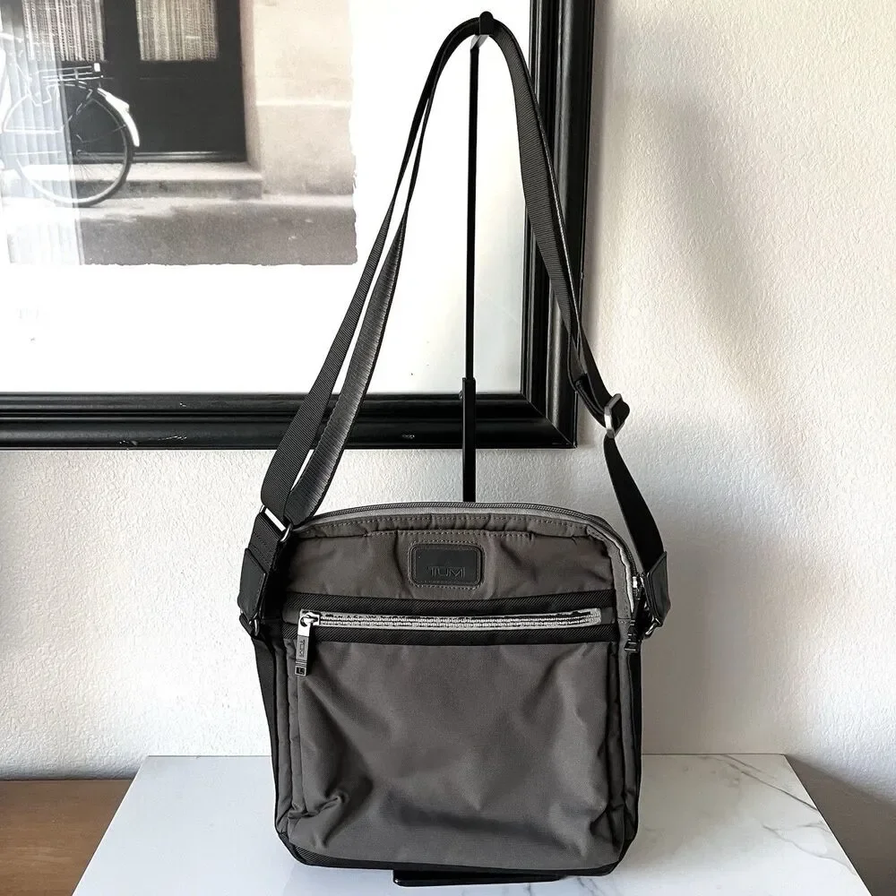 Tumi Men’s Small Nylon Crossbody Bag Grey